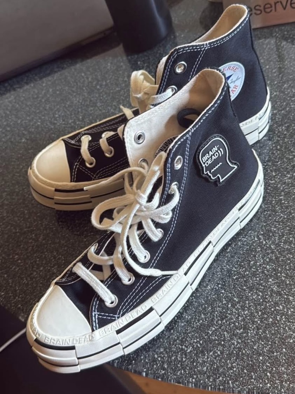 Brain Dead x Converse Black & White High-Top Canvas Sneakers
